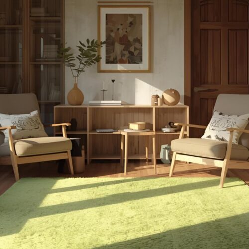 Schurwolleteppich grün