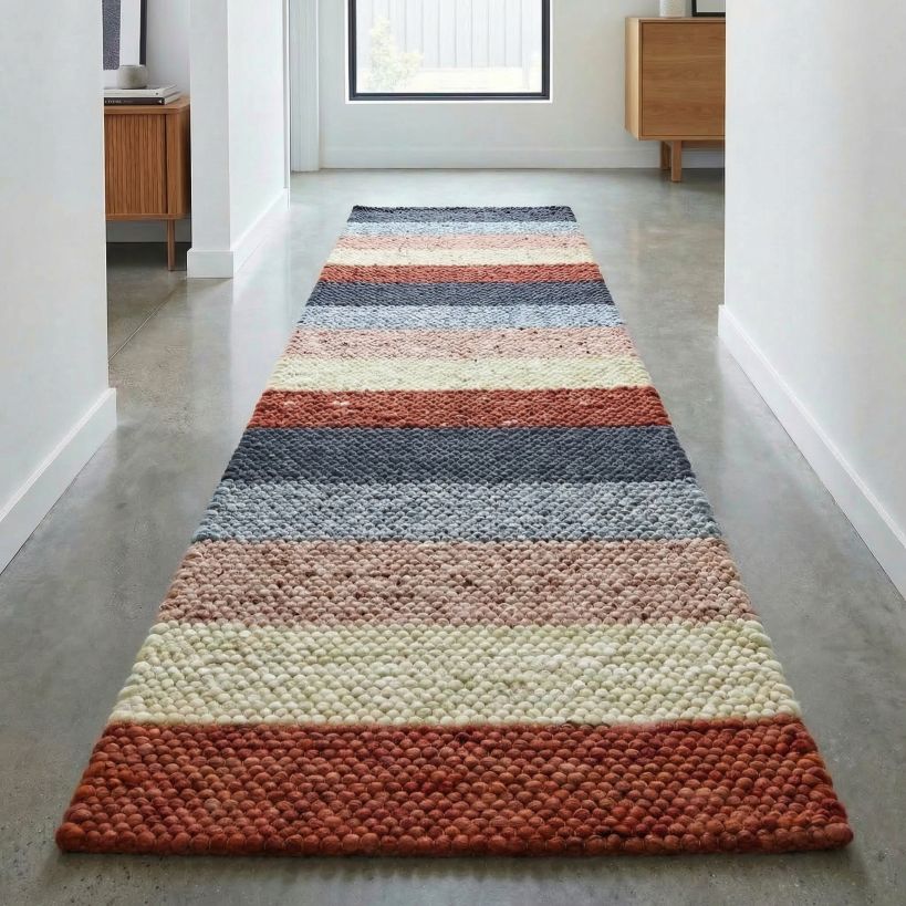 Schurwollteppich blau grün